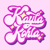 the word kayla kola on a pink background
